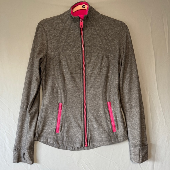 lululemon athletica Sweaters - Lululemon Womens Gray With Pink Zip Up Define Jacket Size 8 Gym Fitness Running